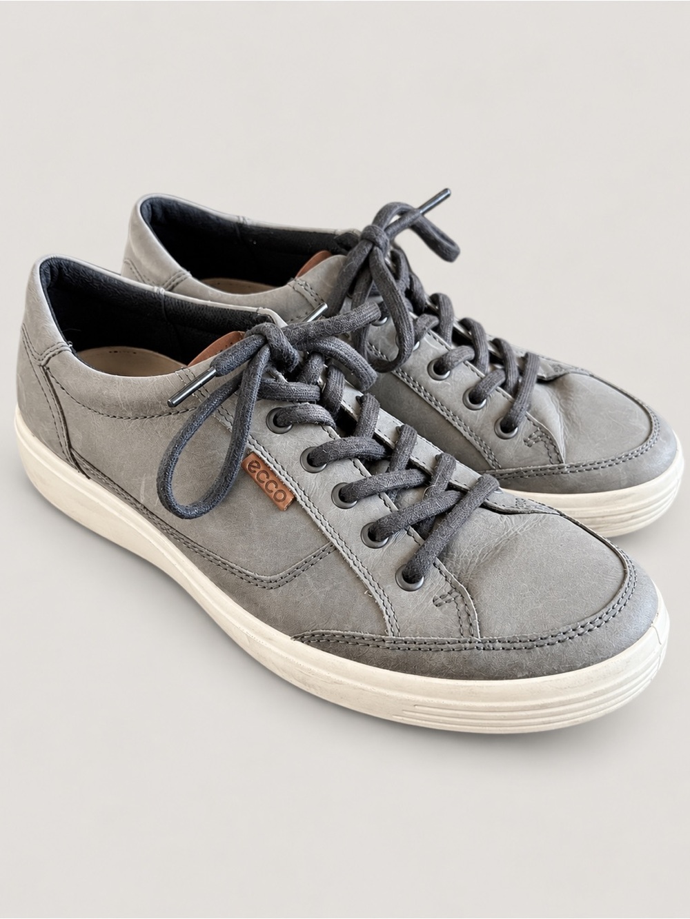 ECCO Men’s Gray Leather Low Top Sneakers Size 44 EU / US 10
